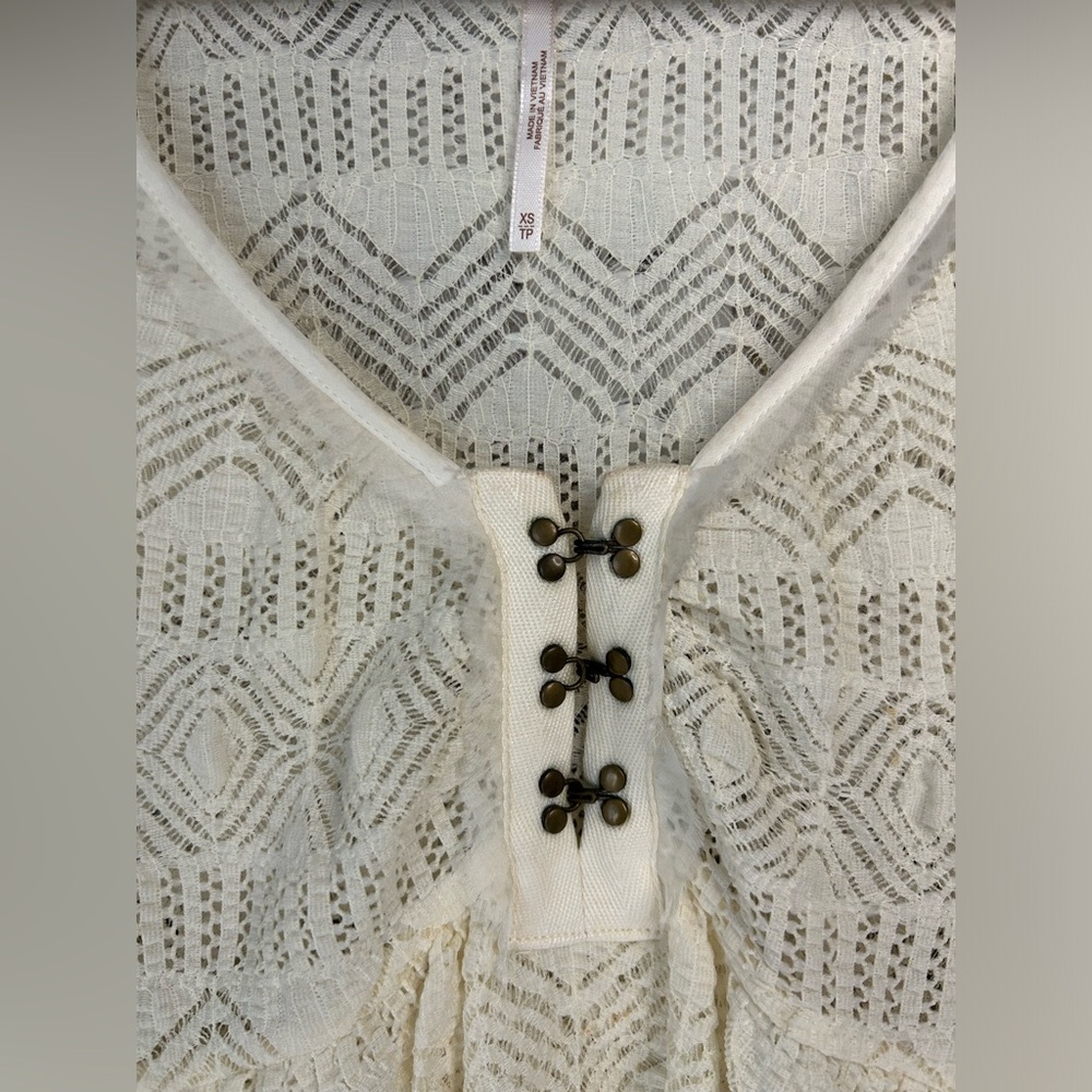 NWT Free People Lace Ruffle Tiered Boho Top - Picture 5 of 11
